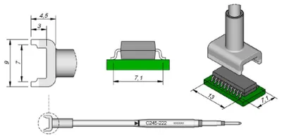 Zdjęcie produktu dla Końcówka rozlutowująca JBC SMD serii C245, C245222/7 x 13 mm, do podwójnego układu scalonego C245222