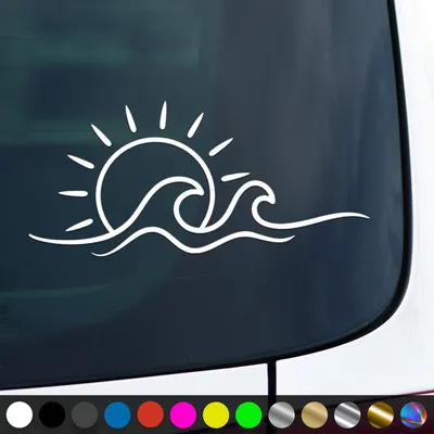 Produktbild von PantherPixel Strand Meer Aufkleber Sonnenschein Camping Sonne Sticker Auto Geschenkidee Farbe Weiss
