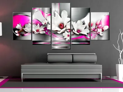 Produktbild von Akustikbild Blumen Abstrakt 200x100 cm Bilder Akustikschaum Hochleistungsschallabsorber Schallschutz Leinwand 5 tlg Wandbild Raumakustik Schalldämmung 020110-164