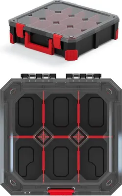 Image de Organizér TITAN - 6 přihrádek (přepážky), 280x280x110 mm - průhledné víko