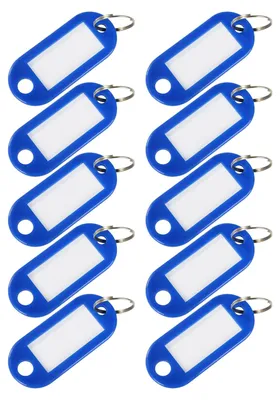 HMF Schlüsselanhänger mit Schlüsselring Beschriftungsstreifen Plastik Anhänger blau