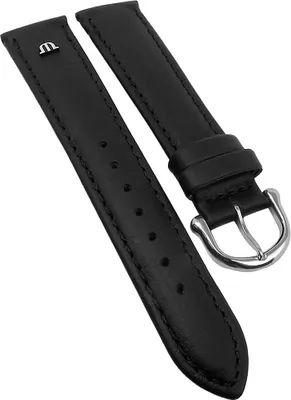 Produktbild von Maurice Lacroix Soft-Kalb Uhrenarmband Leder schwarz Ton in Ton Naht, Stegbreite:15mm, Schließe:Gelbgolden