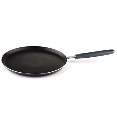 Produktbild von Kuketo | Crêpes Pfanne 25 cm – Flache Pancake Pfanne Für Induktion & Gas – Aluminium Teflon Antihaft, Schwarz Silber, Leicht & Praktisch