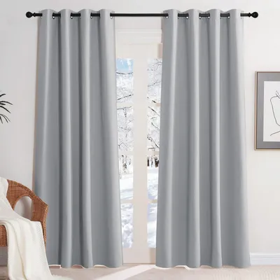 Produktbild von Thermovorhang mit Ösen H200 x B140 cm (2er Pack) Hellgrau Blickdicht Kälteschutz