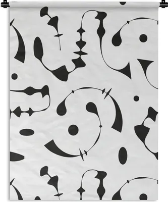 Produktbild von MuchoWow® Wandteppich Wandbehang Linienkunst - Abstrakt - Schwarz und Weiß - Muster 60x80 cm Tapisserie Dekoration Wandtuch - Decke - Wandtücher - Wohne