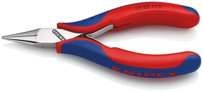 Produktbild von Knipex 35 22 115, Spitzzange, 1,5 mm, 2,25 cm, Stahl, Blau, Rot, 115 mm