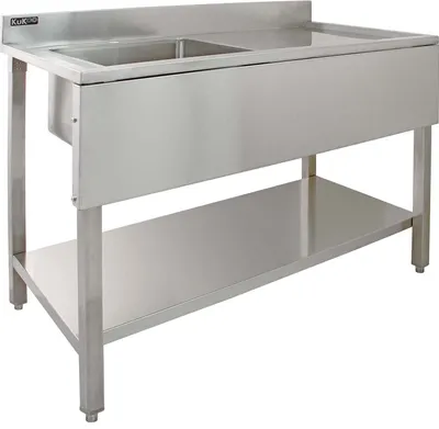 Immagine prodotto di KuKoo Gastro: lavello in acciaio inossidabile per la ristorazione, lavello da cucina, lavello gastronomico, lavello per la ristorazione, lavello a 1 vasca a sinistra con sgocciolatoio a destra, 120 cm x 60 cm x 90 cm, con filtro di scarico in omaggio