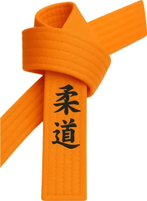 Produktbild von Judogürtel Orange bestickt - Judo Schriftzeichen japanisch - Orangegurt mit Kanji Bestickung - 240 cm Länge