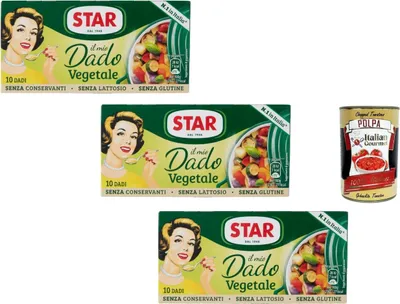 Produktbild von Star Il Mio Dado Vegetale Gemüsebrühe Würfel 3x100g glutenfrei laktosefrei ohne Konservierungsstoffe Vorratspackung + Italian Gourmet polpa