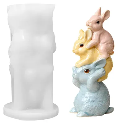 Produktbild von 3D-Silikonform für Hasen, DIY-Gipsformen für Osterhasen zum Selbermachen – für Schokolade, Bonbons, Gelee, Seife, Kuchen und Gebäck