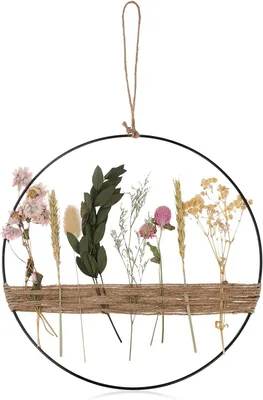 Produktbild von Türkranz aus getrockneten Blumen, Herbstmotiv, 30 x 30 cm, für Wand und Fenster