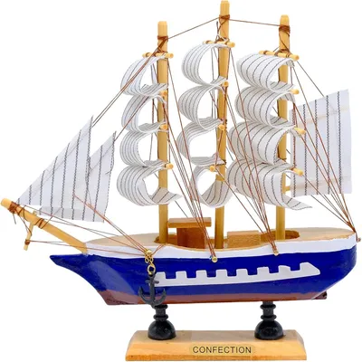 Imagen del producto de Modelo de barco a vela de madera, diseño vintage, 24 cm, decoración náutica para la oficina