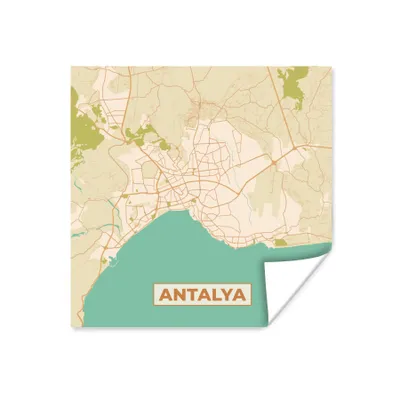 Produktbild von MuchoWow® Poster Karte - Antalya - Stadtplan - Vintage 100x100 cm - Babyzimmer