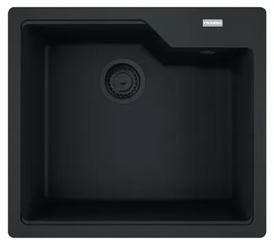 Obrázek produktu pro Dřez FRANKE URBAN UBG 610-56 v provedení BLACK MATT - BLACK COLLECTION s excentrickým ovládacím knoflíkem z nerezové oceli / velikost výřezu 540 x 480 mm R15 / granitový dřez
