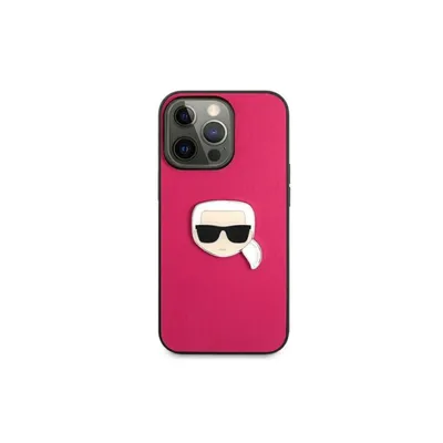 Produktbild von Karl Lagerfeld KLHCP13LPKMP iPhone 13 Pro / 13 6,1" rosa/rosa Hardcase Leder Ikonik Karl`s Head Metal Schutzhülle
