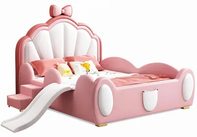 Image de Lit pour enfant Rosa avec toboggan et échelle, lit pour filles