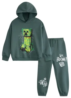Image de Minecraft - Ensemble sweat à capuche et pantalon de jogging pour garçon NS9957 (140) (vert)