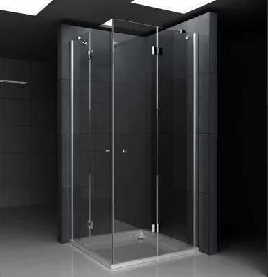 Produktbild von Alpenberger Duschkabine 100 x 100 cm | Eckeinstieg Dusche aus 2 Duschtüren und Seitenteilen aus Sicherheitsglas ESG | Komplettdusche Glasdusche | Eckduschkabine