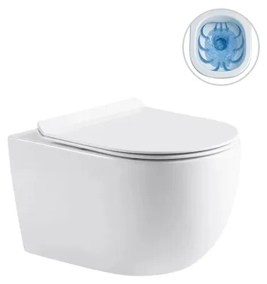 Immagine prodotto di CERANO - WC sospeso Felci, senza brida + sedile Slim/UF - bianco lucido - 53x37 cm