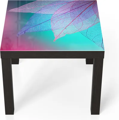 Produktbild von DEQORI Couchtisch 55x55 cm Schwarz 'Transparenter Blattfächer' Glas Beistelltisch