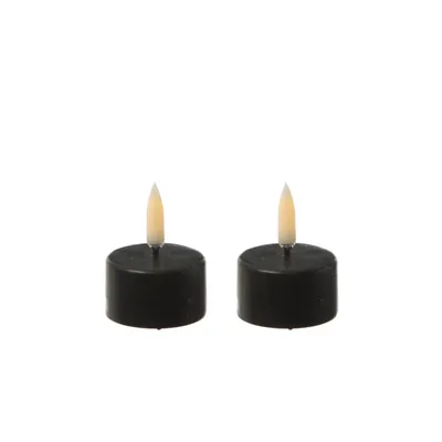 Produktbild von LED Teelichter THEA - D: 4cm - H: 5,3cm - Timer - inkl. Batterien - schwarz - 2er Set