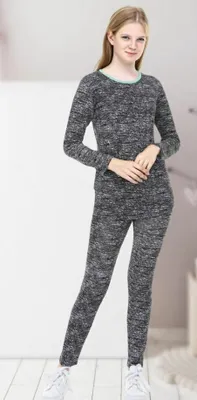 Produktbild von Damen Pyjama Schlafanzug Teenager Grau 17-18 Jahr Lang %100 Baumwolle  2-Teiler E-75