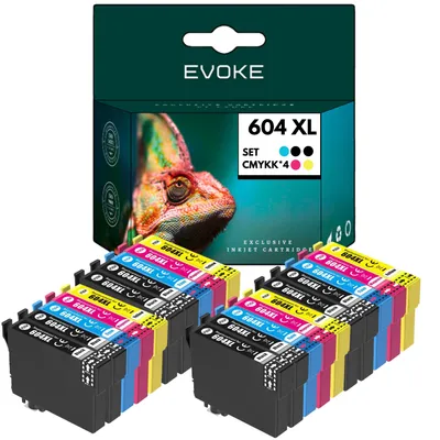 Immagine prodotto di Inchiostri compatibili per stampanti Epson 604XL 604 XL T10H6, confezione da 20 cartucce (4 cartucce di nero, 4 di ciano, 4 di magenta e 4 di giallo), capacità 196 ml, per stampanti Expression Home XP-2200, XP-2205, XP-3200, XP-3205, XP-4200, XP-4205 e WorkForce WF-2910DWF, WF-2930DWF, WF-2935DWF, WF-2950DWF