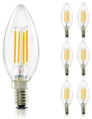 Productafbeelding van ZMH Gloeilamp E14 Vintage, 6 stuks, LED lamp, warmwit, kaarsvorm, 4W, filamentlamp, retro, Edison, C35