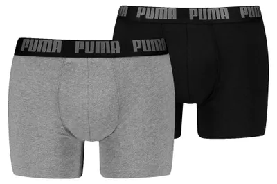 Produktbild von PUMA Herren Boxershorts, 2er Pack - Everyday Basic Boxers 2P, Baumwolle Stretch, einfarbig Grau/Schwarz L