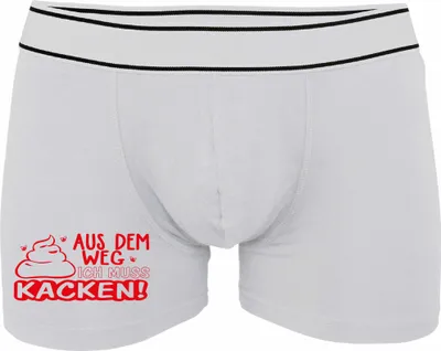 Produktbild von Boxershorts - Mann - Boxer-0027-man-white-v-S - weiß - S - vorn - Aus dem Weg ich muss Kacken - lustiges Motiv - Spruch - Unterwäsche - Unterhose - Freizeit - lustig