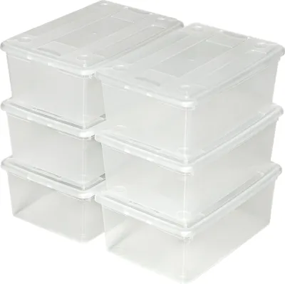 Zdjęcie produktu dla tectake® zestaw 12 pudełek na buty z pokrywką 33 x 23 x 12 cm