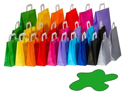 Produktbild von 50x Papiertragetaschen Papiertaschen Flachhenkel 18x8x22cm grün 70gr.