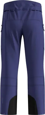 Dunkelblaue Odlo X-Alp 3L Hardshell-Skihose für Herren von hinten mit schwarzen Verstärkungen am unteren Beinbereich und seitlichen Reißverschlusstaschen