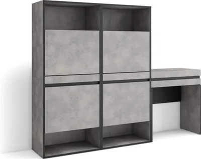 Produktbild von Schuhregal, Schuhschrank, 190x35x145 cm, Für Schlafzimmer, Zimmer, Schminktisch, Zementgrau