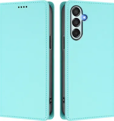 Produktbild von Handyhülle für Samsung Galaxy M52 5G, Kunstleder Klapphülle Stoßfeste Magnetische Hülle mit Ständer Türkis