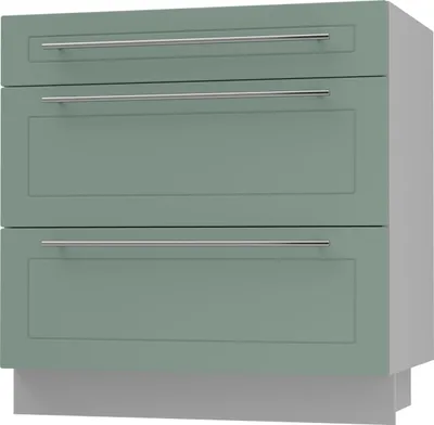 Produktbild von Schubladenunterschrank KVANTUM Vollauszug 80cm Korpus- & Frontfarbe wählbar (Q-D3A/80),mint matt,grau