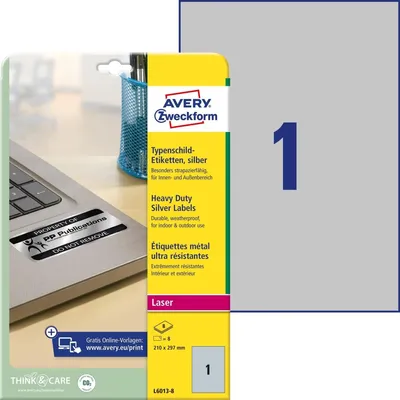 Image de 8 AVERY Zweckform Typenschildetiketten L6013-8 silber