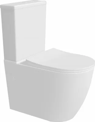 Produktbild von Lavita | Stand WC - Kompakt WC Nautilius - Weiß - 60,5 X 38 X 80 Cm - Ohne Spülrand - mit Soft-Close-Sitz Duroplast
