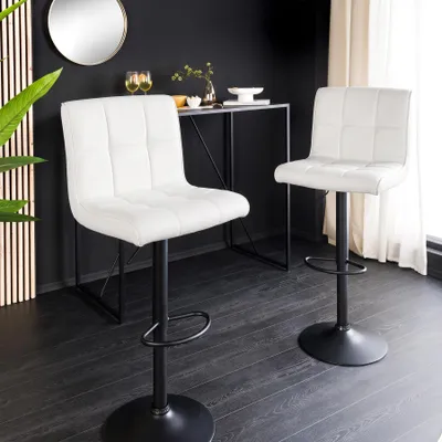 Produktbild von riess-ambiente Barhocker MODENA weiß schwarz Kunstleder Metall mit Lehne drehbar höhenverstellbar