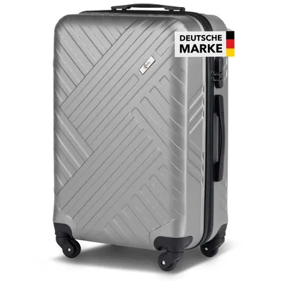Produktbild von Xonic Design Reisekoffer mit Rollen 360° - ABS Hartschalen-Koffer Trolley mit Zahlenschloss in Handgepäck M-L-XL-Set (Silber, XL)