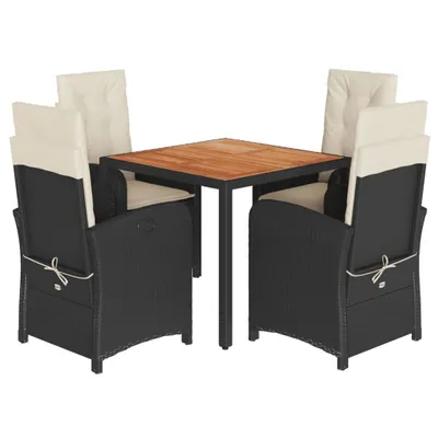 Produktbild von vidaXL 5-tlg. Garten-Essgruppe mit Kissen Schwarz Poly Rattan