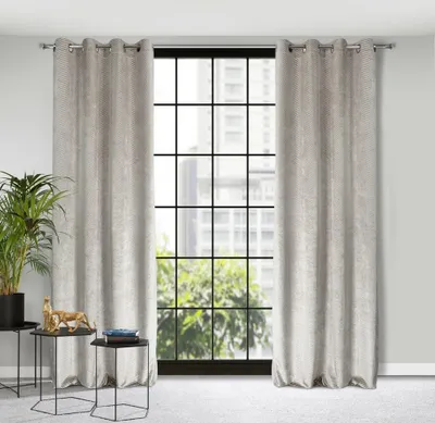 Immagine prodotto di Tenda 140x250 Lussi beige chiaro preparata su gommini in velluto con motivo jacquard Eurofirany