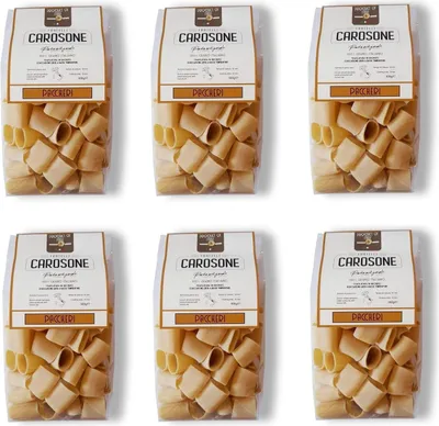 Produktbild von 6x Fratelli Carosone Pasta Artigianale Paccheri handwerkliche Hartweizengrieß Pasta 100% italienischer Weizen Bronze Zeichnung Packung mit 500g langsames Trocknen bei niedrigen Temperaturen