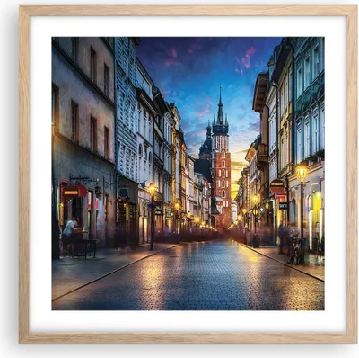 Produktbild von Gerahmtes Poster - Rahmen in heller Eiche - Krakau Kirche Mariacki - 50x50 cm - Wand Bild - Wanddeko - Wandbilder - Kunstposter - Wandposter - Bilderrahmen - Bilder - Kunstdruck - P2NAC50x50-4722