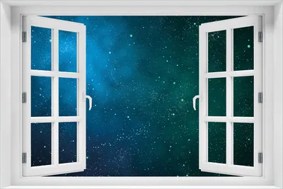 Produktbild von Wallario selbstklebendes Poster mit Fenster-Illusion - Sternenhimmel - Milchstraße und Sterne bei Nacht, Größe: 61 x 91,50 cm