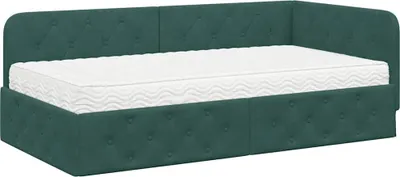 Obrázok produktu pre vidaXL Rohový rám postele tmavozelený 90 x 190 cm zamat