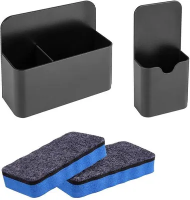 Zdjęcie produktu dla Magnetyczne uchwyty na markery, zestaw 2 sztuk, białe, do szkoły, biura, tablicy suchościeralnej, lodówki