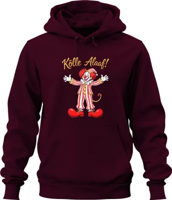 Produktbild von Kölle Alaaf Karneval Clown Köln Fasching rot weiß gestreift Uni Hoodie Kapuzenpullover, Burgundy, M