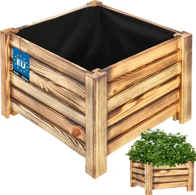 Zdjęcie produktu dla KOTARBAU® Donica Skrzynka Drewniana na Nóżkach 38 x 38 x 30 cm Doniczka Skrzynia z Agrowłókniną Opalana