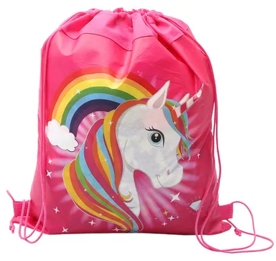 Immagine prodotto di Borsa per scarpe da ginnastica rosa unicorno arcobaleno 35x27 cm